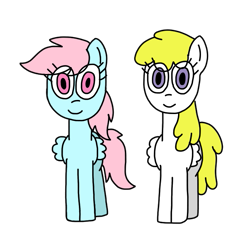 Size: 729x727 | Tagged: safe, artist:universalfan5678, imported from derpibooru, surprise, wind whistler, pegasus, pony, adoraprise, best friends, colored, cute, duo, eye clipping through hair, female, folded wings, friends, g1, g1 to g4, g4, generation leap, mare, simple background, smiling, transparent background, whistlerbetes, wings