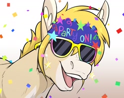 Size: 1915x1512 | Tagged: safe, artist:denzel, imported from derpibooru, oc, oc only, donkey, ear fluff, open mouth, solo, sunglasses, white muzzle