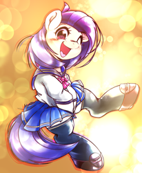 Size: 1879x2281 | Tagged: safe, artist:kurogewapony, imported from derpibooru, oc, oc only, oc:southern sail, earth pony, pony, clothes, cute, female, looking at you, mare, one eye closed, open mouth, school uniform, smiling, smiling at you, solo, wink, winking at you