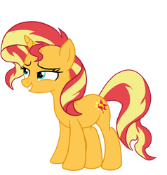 Size: 872x916 | Tagged: safe, artist:gmaplay, imported from derpibooru, sunset shimmer, pony, unicorn, equestria girls, equestria girls series, spring breakdown, spoiler:eqg series (season 2), female, lidded eyes, mare, palindrome get, simple background, smiling, solo, sunset shimmer day, transparent background