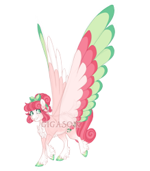 Size: 3500x4000 | Tagged: safe, artist:gigason, imported from derpibooru, oc, oc:strawberry rose, pegasus, pony, colored wings, female, high res, mare, multicolored wings, obtrusive watermark, simple background, solo, transparent background, watermark, wings