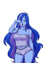 Size: 2894x4093 | Tagged: safe, artist:brother-tico, imported from derpibooru, princess luna, human, equestria girls, belly button, breasts, female, one eye closed, open mouth, reasonably sized breasts, simple background, solo, vice principal luna, white background