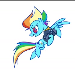 Size: 1620x1486 | Tagged: safe, artist:drtuo4, imported from derpibooru, rainbow dash, pegasus, pony, female, flying, mare, older, older rainbow dash, one wing out, open mouth, open smile, simple background, smiling, solo, white background, wings