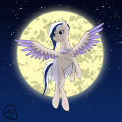 Size: 3200x3200 | Tagged: safe, artist:maître cervidé, imported from derpibooru, oc, oc:scarlet sprite, pegasus, pony, cape, clothes, flying, moon, night, stars, tail