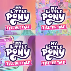 Size: 1920x1920 | Tagged: safe, edit, edited screencap, editor:itsmgh1203, imported from derpibooru, screencap, izzy moonbow, pipp petals, zipp storm, earth pony, pegasus, pony, unicorn, spoiler:g5, spoiler:my little pony: tell your tale, spoiler:tyts01e25, spoiler:tyts01e26, spoiler:tyts01e27, spoiler:tyts01e28, all that jazz, alpine aspen, autumn skies, cellphone, dahlia, eyes closed, female, g5, glasses, lemon gear, male, mare, minty skylark, my little pony logo, my little pony: tell your tale, one eye closed, open mouth, open smile, phone, pippsqueaks forever, pony partay, posey bloom, puphunt, rufus, smartphone, smiling, stallion, sugarpuff lilac, sunny styles, unnamed character, unnamed pony, windy (g5), wink