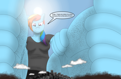 Size: 3362x2187 | Tagged: safe, artist:az12lol, imported from derpibooru, rainbow dash, anthro, pegasus, plantigrade anthro, barefoot, barefooting, crush fetish, crushing, dirt, dirty, dirty feet, feet, female, fetish, foot fetish, foot focus, giant rainbow dash, giantess, goddess, macro, mega giant, soles, solo, toes