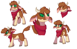 Size: 1500x960 | Tagged: safe, artist:swasfews, imported from derpibooru, cow, them's fightin' herds, angry, arizona (tfh), bandana, cloven hooves, community related, female, no pupils, simple background, solo, standing, transparent background