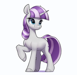 Size: 2843x2801 | Tagged: safe, artist:aquaticvibes, imported from derpibooru, twilight velvet, pony, unicorn, cute, female, horn, mare, raised hoof, simple background, smiling, solo, white background