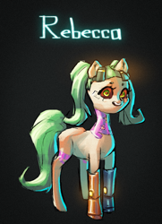 Size: 726x1004 | Tagged: safe, artist:haku nichiya, imported from derpibooru, earth pony, pony, anime, cyberpunk, cyberpunk 2077, cyberpunk: edgerunners, ponified, rebecca (cyberpunk: edgerunners), solo