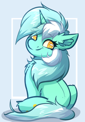 Size: 2112x3032 | Tagged: safe, artist:witchtaunter, imported from derpibooru, lyra heartstrings, pony, unicorn, amogus, amogus eyes, among us, cannot unsee, chest fluff, cute, ear fluff, female, fluffy, horn, l.u.l.s., looking at you, looking back, looking back at you, lyrabetes, mare, meme, no pupils, sitting, smiling, solo, when you see it