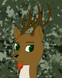 Size: 2270x2838 | Tagged: safe, artist:maitre cervidé, imported from derpibooru, oc, oc only, oc:renn, deer, antlers, beard, deer oc, facial hair, goatee, green eyes, male, non-pony oc