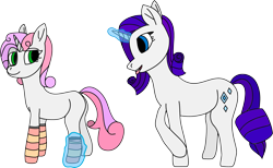 Size: 3719x2290 | Tagged: safe, artist:timcryt, imported from derpibooru, rarity, sweetie belle, pony, clothes, simple background, socks, transparent background