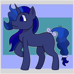 Size: 2100x2100 | Tagged: safe, artist:pillow, imported from derpibooru, oc, oc only, oc:night, pony, unicorn, bow, side view, simple background, solo