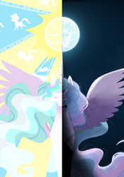 Size: 2048x2919 | Tagged: safe, artist:aztrial, imported from derpibooru, princess celestia, alicorn, pony, mare in the moon, moon, solo