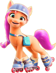 Size: 436x565 | Tagged: safe, artist:pascalmulokozi2, edit, edited screencap, imported from derpibooru, screencap, sunny starscout, earth pony, pony, background removed, bag, female, fluttershy's cutie mark, g5, helmet, looking at you, mare, my little pony: a new generation, open mouth, open smile, rainbow dash's cutie mark, roller skates, saddle bag, simple background, smiling, smiling at you, solo, transparent background, twilight sparkle's cutie mark