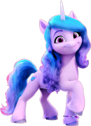 Size: 437x603 | Tagged: safe, artist:pascalmulokozi2, edit, edited screencap, imported from derpibooru, screencap, izzy moonbow, pony, unicorn, background removed, bracelet, female, friendship bracelet, g5, jewelry, looking at you, mare, my little pony: a new generation, simple background, smiling, smiling at you, solo, transparent background