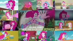 Size: 1960x1103 | Tagged: safe, edit, edited screencap, editor:quoterific, imported from derpibooru, screencap, fluttershy, gummy, pinkie pie, tank, alligator, human, tortoise, coinky-dink world, eqg summertime shorts, equestria girls, equestria girls series, holidays unwrapped, legend of everfree, road trippin, school of rock, super squad goals, spoiler:eqg series (season 2), alligator plushie, blizzard or bust, bowl, chef's hat, clothes, collage, cupcake, dough, dress, female, food, geode of sugar bombs, hat, magical geodes, male, plushie, ponied up, sleeveless, sprinkles, volcano, winter hat