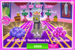 Size: 1961x1300 | Tagged: safe, idw, imported from derpibooru, diamond dog, advertisement, choker, collar, costs real money, dog collar, english, gameloft, gray coat, grey fur, idw showified, looking down, magic coins, male, my little pony: magic princess, numbers, official, sale, solo, solo focus, text, uncertain, unnamed character, unnamed diamond dog