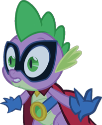 Size: 755x922 | Tagged: safe, artist:pascalmulokozi2, edit, edited screencap, imported from derpibooru, screencap, humdrum, spike, dragon, power ponies (episode), background removed, cape, clothes, gloves, male, power ponies, simple background, solo, transparent background