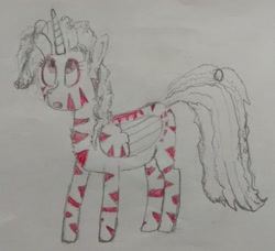 Size: 2393x2182 | Tagged: safe, artist:anonymous, imported from derpibooru, oc, oc only, oc:rampage, alicorn, fallout equestria, fallout equestria: project horizons, alicornified, fanfic art, female, mare, paper, race swap, solo, traditional art