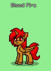 Size: 208x290 | Tagged: safe, imported from derpibooru, oc, oc only, oc:blood fire, alicorn, pony, pony town, green background, simple background, solo