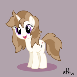 Size: 720x720 | Tagged: artist needed, safe, imported from derpibooru, oc, oc only, oc:fluffymarsh, unicorn, base used, female, food, happy, mare, marshmallow, purple eyes, solo, two toned hair