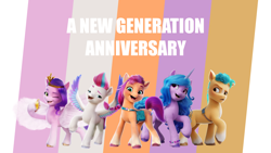 Size: 2000x1125 | Tagged: safe, edit, edited screencap, editor:quoterific, imported from derpibooru, screencap, hitch trailblazer, izzy moonbow, pipp petals, sunny starscout, zipp storm, earth pony, pegasus, pony, unicorn, anniversary, bag, blaze (coat marking), bracelet, cellphone, coat markings, facial markings, female, fluttershy's cutie mark, friendship bracelet, g5, headband, jewelry, looking at you, male, mane five (g5), mare, my little pony: a new generation, open mouth, open smile, phone, rainbow dash's cutie mark, regalia, saddle bag, sash, smartphone, smiling, smiling at you, socks (coat markings), spread wings, stallion, twilight sparkle's cutie mark, unshorn fetlocks, wings