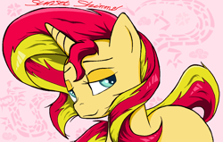 Size: 1278x814 | Tagged: safe, artist:sallycars, imported from derpibooru, sunset shimmer, pony, unicorn, equestria girls, cute, female, looking at you, mare, ms paint, simple background, smiling, solo