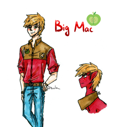 Size: 5670x6261 | Tagged: safe, artist:daazzlin, imported from derpibooru, big macintosh, earth pony, human, pony, humanized, male, simple background, white background