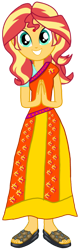 Size: 1037x3218 | Tagged: safe, artist:chrismc373, imported from derpibooru, sunset shimmer, human, equestria girls, clothes, dress, female, indian, sari, simple background, smiling, solo, transparent background