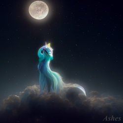 Size: 1024x1024 | Tagged: safe, artist:my-little-pop-artist, imported from derpibooru, princess celestia, alicorn, pony, crying, mare in the moon, moon, open mouth