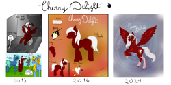 Size: 3132x1552 | Tagged: safe, artist:loopina, imported from derpibooru, oc, oc:cherry delight, pegasus, evolution, female