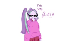 Size: 1024x595 | Tagged: safe, artist:flutterten, imported from derpibooru, aria blaze, human, equestria girls, female, simple background, solo, sunglasses, this day aria, white background