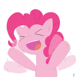 Size: 2000x2000 | Tagged: safe, artist:reinbou, imported from derpibooru, pinkie pie, earth pony, pony, ><, cute, eyes closed, happy, png, simple background, solo, transparent background, waving