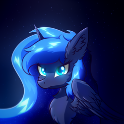 Size: 1100x1100 | Tagged: safe, artist:rejiser, imported from derpibooru, princess luna, alicorn, pony, chest fluff, female, solo