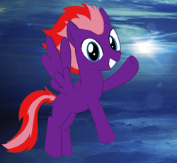 Size: 681x627 | Tagged: safe, anonymous artist, imported from derpibooru, oc, oc:peppermint swirl, pegasus, pony, male, smiling, solo, stallion, waving