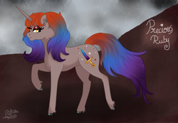 Size: 3731x2575 | Tagged: safe, artist:loopina, imported from derpibooru, oc, oc only, oc:precious ruby, pony, unicorn, female, mare, signature, solo