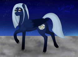 Size: 3553x2631 | Tagged: safe, artist:loopina, imported from derpibooru, oc, oc:edelweiss, pegasus, empire nightmare moon, female, heterochromia, lesbian, night