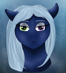 Size: 2417x2664 | Tagged: safe, artist:loopina, imported from derpibooru, oc, oc:edelweiss, pegasus, empire nightmare moon, female, heterochromia, jaded, lesbian, night