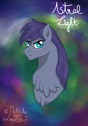 Size: 2073x2979 | Tagged: safe, artist:loopina, imported from derpibooru, oc, oc:astral light, pegasus, bust, gift art, male