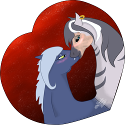 Size: 4408x4407 | Tagged: safe, artist:loopina, imported from derpibooru, bat pony, zebra, couple, gay, gift art, holiday, love, male, romantic, valentine's day