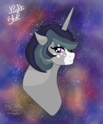 Size: 2248x2688 | Tagged: safe, artist:loopina, imported from derpibooru, oc, oc:night shot, unicorn, bust, female, gift art