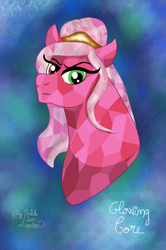 Size: 2510x3781 | Tagged: safe, artist:loopina, imported from derpibooru, oc, oc:glowing core, crystal pony, bust, female, gift art, heterochromia