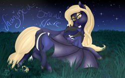 Size: 4000x2500 | Tagged: safe, artist:loopina, imported from derpibooru, oc, oc:boreal wave, oc:shazinea, bat pony, pegasus, saddle arabian, blushing, commission, couple, female, hug, love, male, night, princess, romance