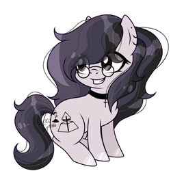 Size: 2000x2000 | Tagged: safe, artist:cosmiceuphoria, imported from derpibooru, oc, oc only, oc:cosmic euphoria, earth pony, pony, glasses, gothic, simple background, smiling, solo, transparent background