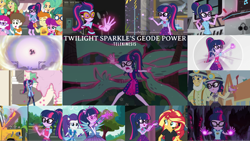 Size: 1960x1103 | Tagged: safe, edit, edited screencap, editor:quoterific, imported from derpibooru, screencap, flash sentry, garden grove, rarity, sandalwood, sci-twi, sunset shimmer, twilight sparkle, all the world's off stage, eqg summertime shorts, equestria girls, equestria girls series, get the show on the road, good vibes, holidays unwrapped, legend of everfree, mirror magic, movie magic, opening night, school of rock, spring breakdown, street magic with trixie, super squad goals, spoiler:eqg series (season 2), spoiler:eqg specials, blizzard or bust, geode of telekinesis, magical geodes