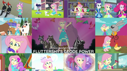 Size: 1978x1114 | Tagged: safe, edit, edited screencap, editor:quoterific, imported from derpibooru, screencap, angel bunny, fluttershy, pinkie pie, rarity, sci-twi, twilight sparkle, a little birdie told me, epic fails (equestria girls), eqg summertime shorts, equestria girls, equestria girls series, fluttershy's butterflies, holidays unwrapped, i'm on a yacht, legend of everfree, lost and pound, road trippin, spring breakdown, stressed in show, super squad goals, the finals countdown, spoiler:eqg series (season 2), blizzard or bust, geode of fauna, magical geodes