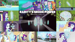 Size: 1974x1111 | Tagged: safe, edit, edited screencap, editor:quoterific, imported from derpibooru, screencap, applejack, fluttershy, pinkie pie, rarity, sci-twi, sunset shimmer, twilight sparkle, vignette valencia, equestria girls, equestria girls series, holidays unwrapped, legend of everfree, mirror magic, rollercoaster of friendship, school of rock, spring breakdown, super squad goals, spoiler:eqg series (season 2), spoiler:eqg specials, geode of shielding, magical geodes, saving pinkie's pie