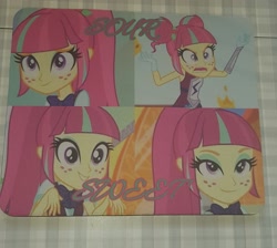 Size: 1960x1755 | Tagged: safe, imported from ponybooru, screencap, sour sweet, equestria girls, irl, mousepad, photo, solo, text