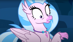 Size: 1327x776 | Tagged: safe, imported from derpibooru, screencap, silverstream, classical hippogriff, hippogriff, uprooted, bags under eyes, cropped, female, jewelry, necklace, reaction image, solo